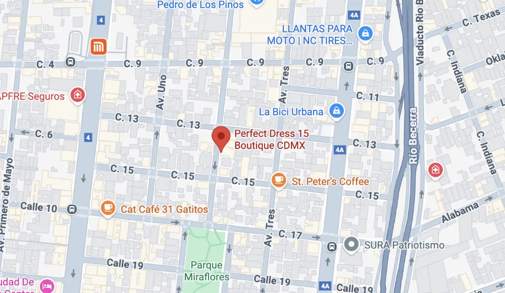 Ubicación de la boutique Perfect Dress 15 en CDMX